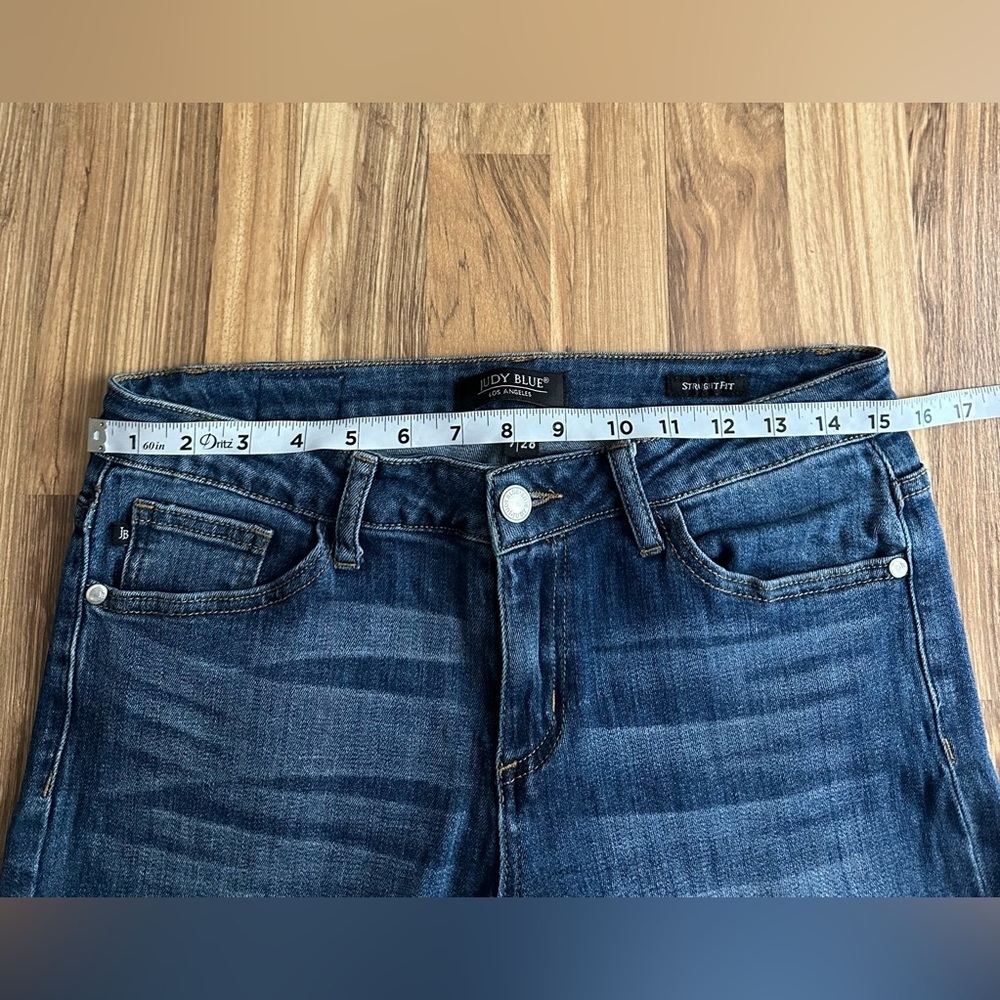Judy Blu Straight Fit Cropped Jeans Pum Pum Trim Size 7/28 - Picture 10 of 11